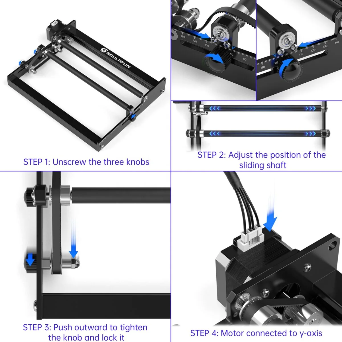 SCULPFUN Laser Rotary Roller, Engraving Module 360° Rotating - view 6