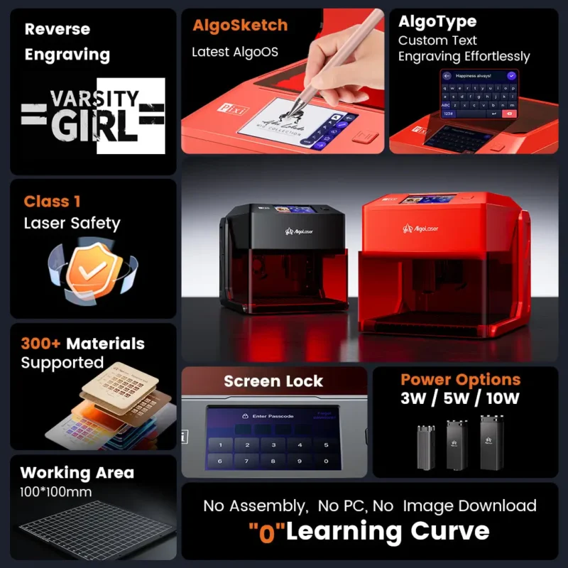 AlgoLaser Pixi Smart Laser Engraver with Enclosure - view 2