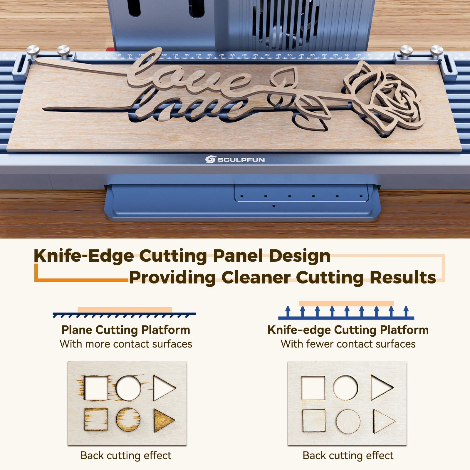 Sculpfun Slide Extension Kit knife-edge cutting panel for clean cutting results