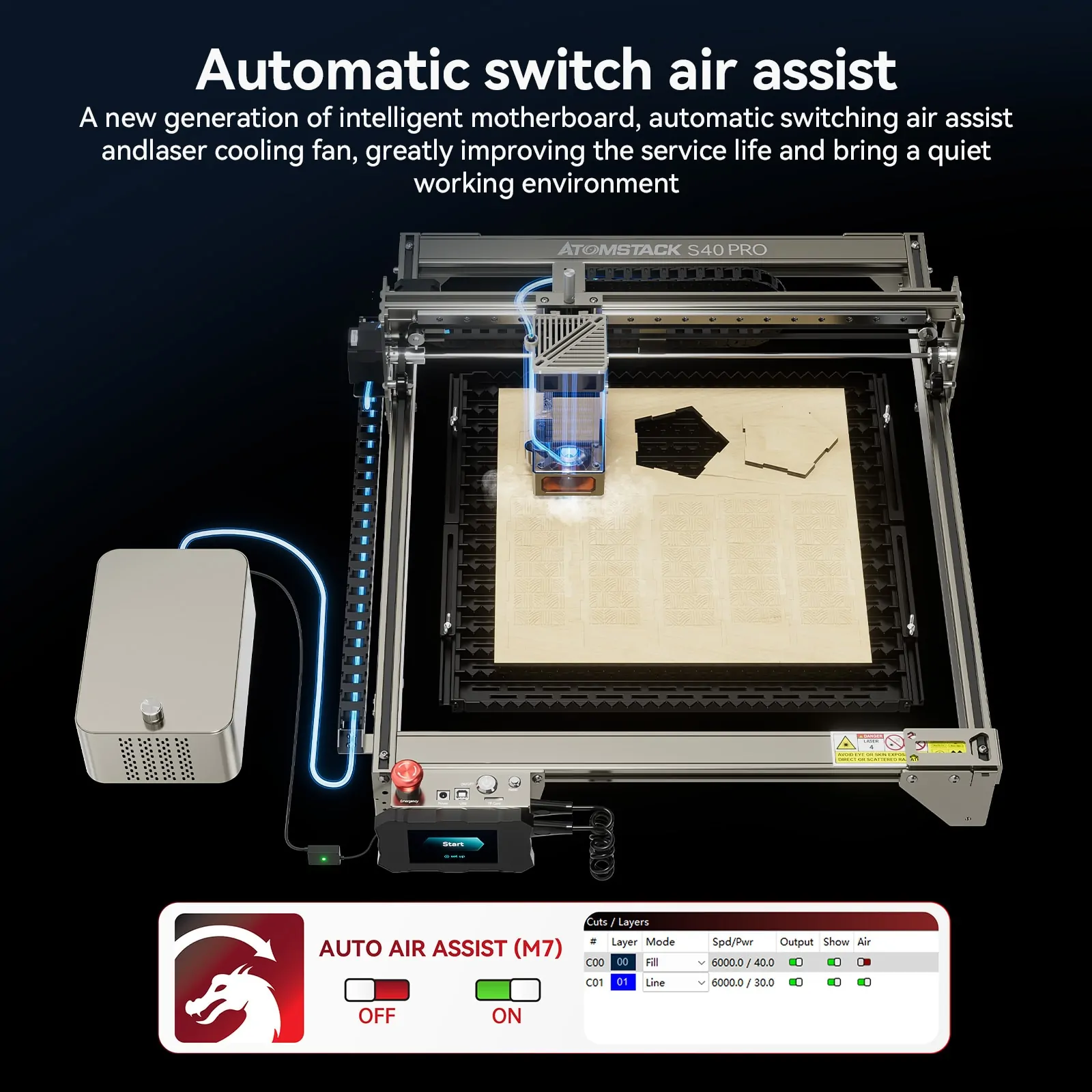 ATOMSTACK S40 X40 Pro 210W Professional Grade Laser Engraving Cutting Machine Dual Mode 24W/48W CNC Metal Engraver - view 5