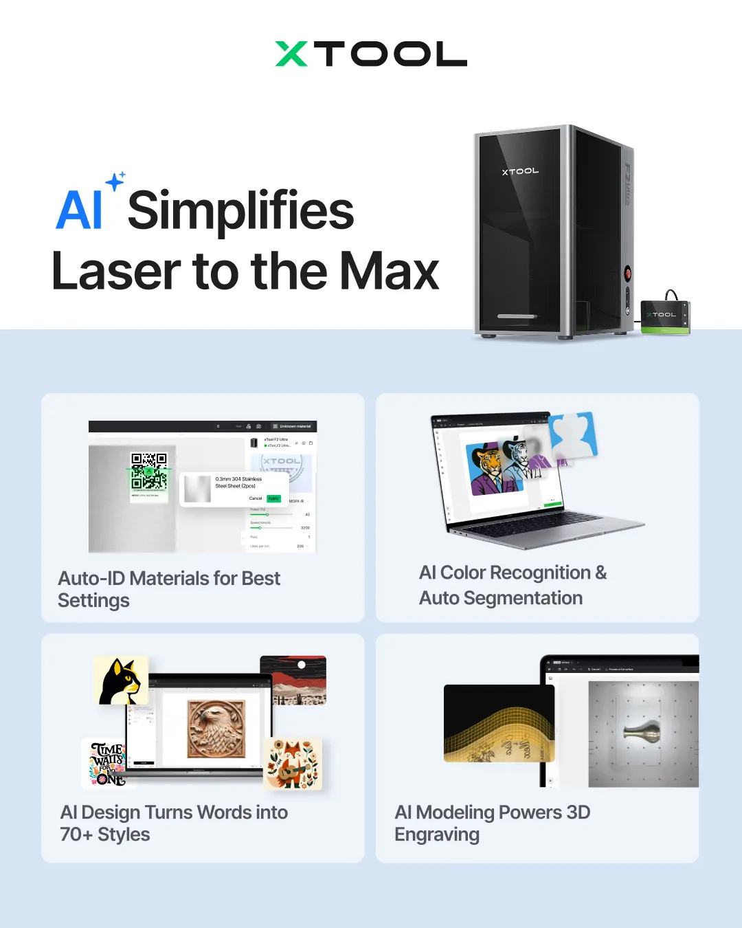 xTool F2 Ultra 60W MOPA & 40W Diode Dual Laser Engraver - view 4