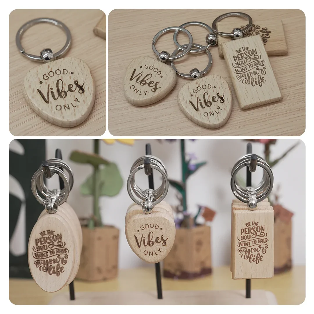 Mixed Shape Wooden Keychain (20 Pieces) - Image 4