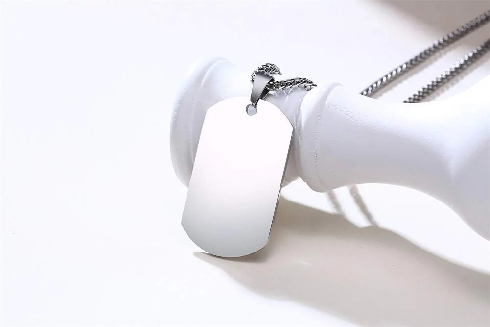 Plain Blank Stainless Steel Metal Charm Necklace Pendant - Image 4