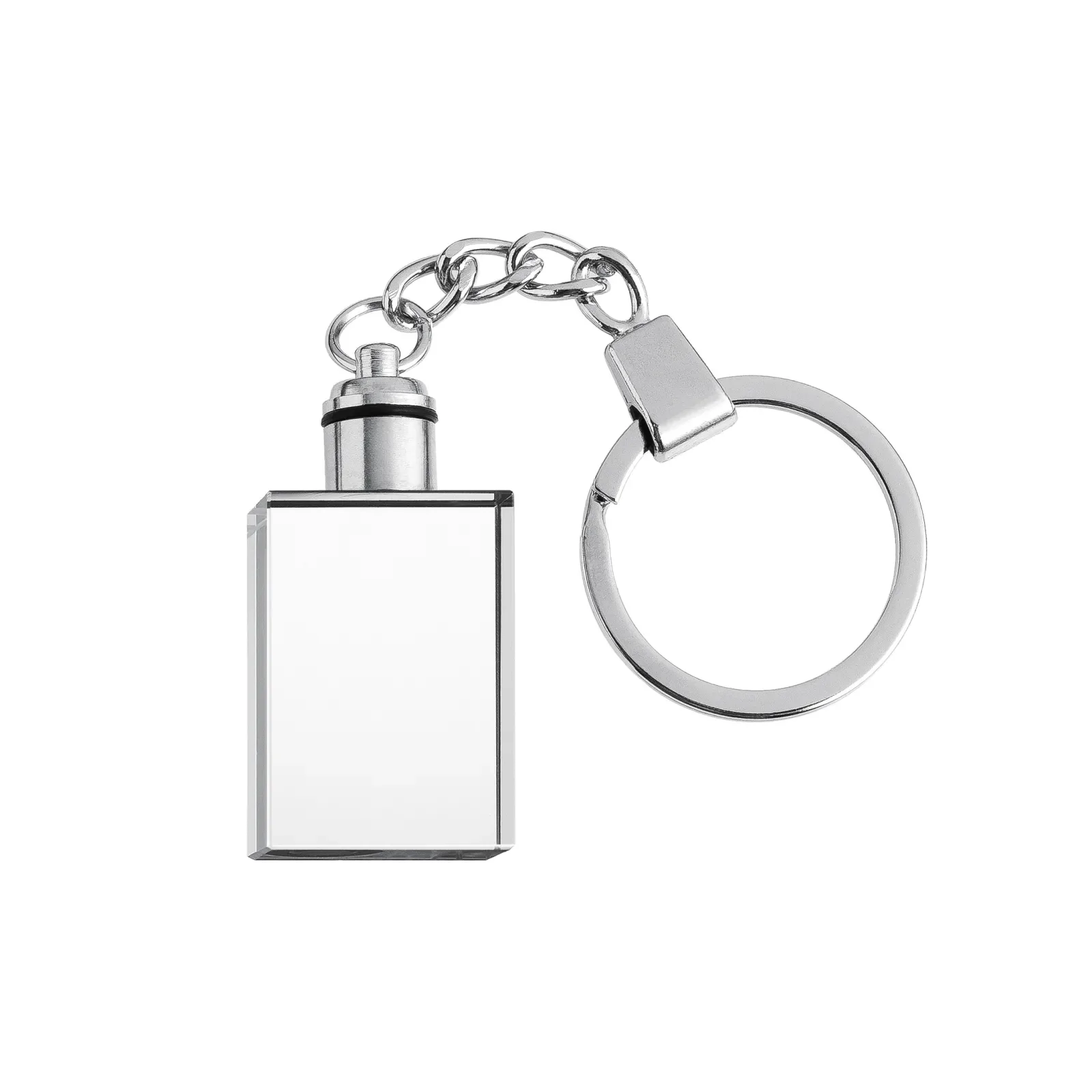 Mixed crystal keychain collection with rectangle, heart, round, and geometric shapes on a white background.