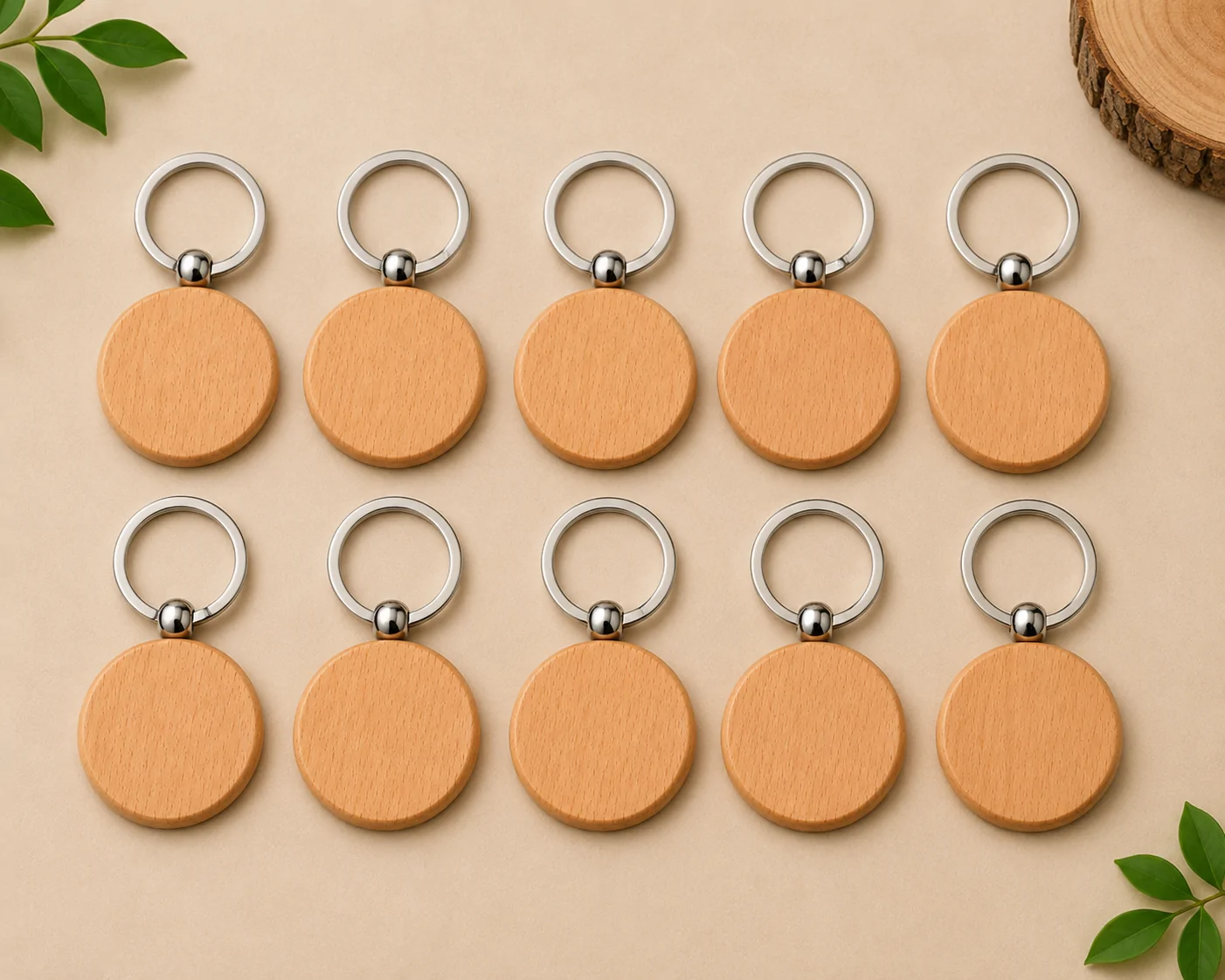 Pack of 10 Blank Wooden Keychain - view 3