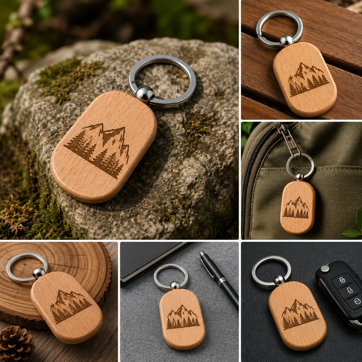 Pack of 10 Blank Wooden Keychain - view 6