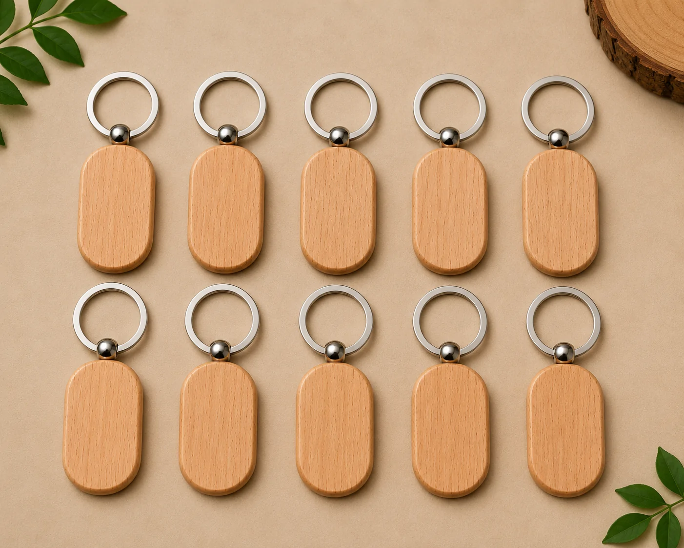 Pack of 10 Blank Wooden Keychain - view 5