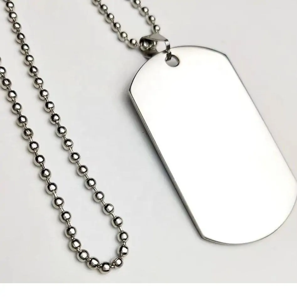 Plain Blank Stainless Steel Metal Charm Necklace Pendant - Image 3