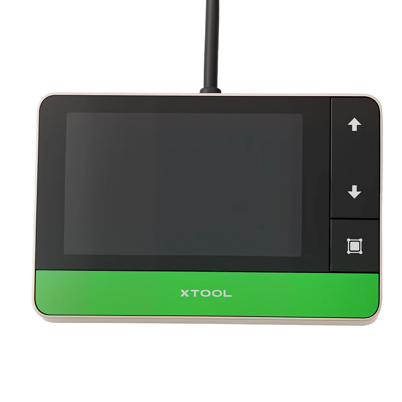 Touchscreen controller for xTool F1 Ultra featuring a compact display screen with touch controls for laser engraving machine operation, settings adjustment, and workflow management.