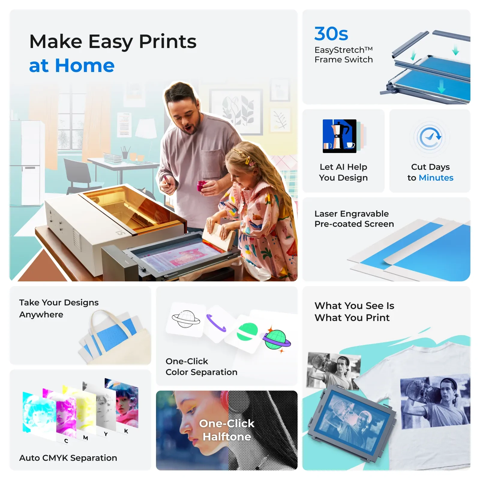 xTool Screen Printer: 1st Screen Printing Solution with Laser [ Compatible with xTool M Series/P Serise/F Series/S1 ] - Image 2
