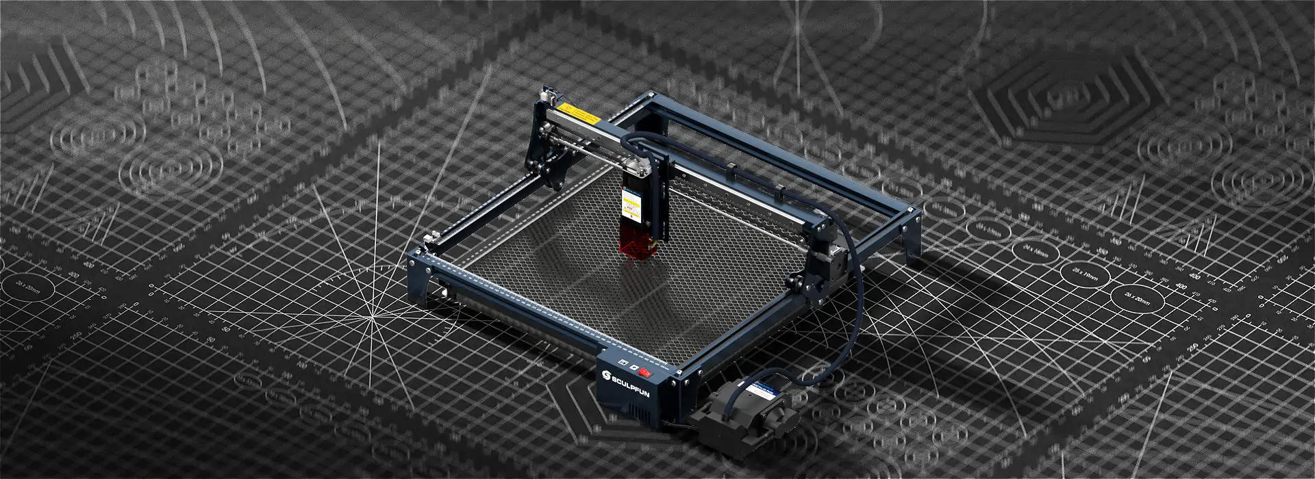 SCULPFUN S30 Pro 10W Laser Engraving Machine engraving on a metal plate with automatic air-assist