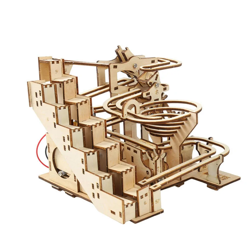 Wooden Laser Cut Mechanical 3D Puzzle Box front angle DIY assembly educational toy