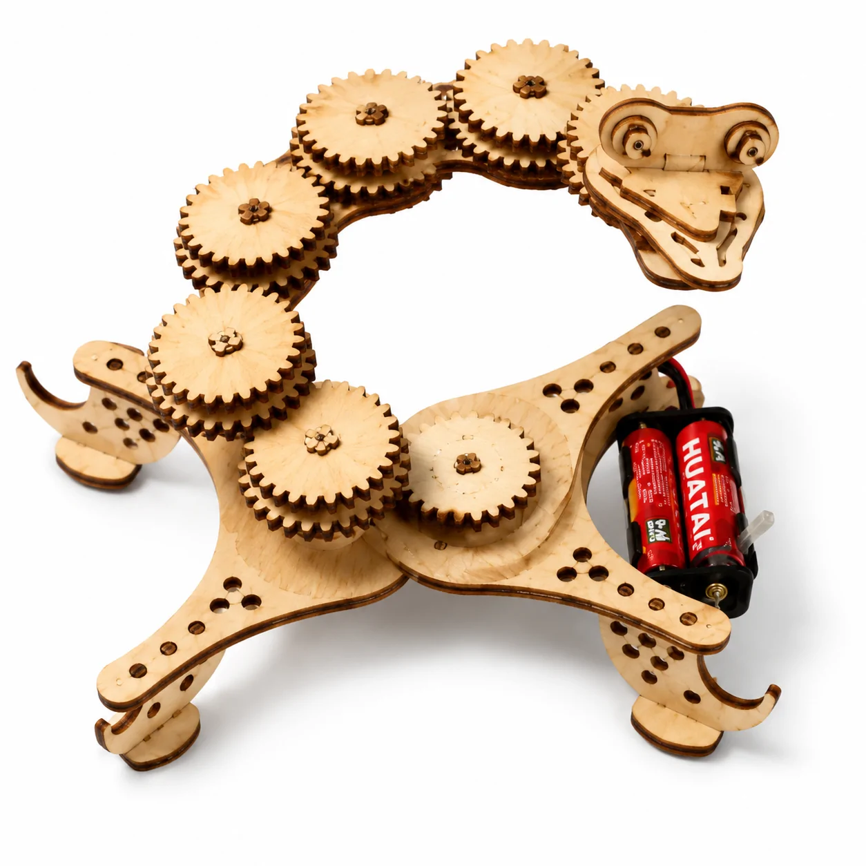 Mechanical Gecko 3D Wooden Puzzle DIY Laser Cut Wooden Model Kit with Moving Gears