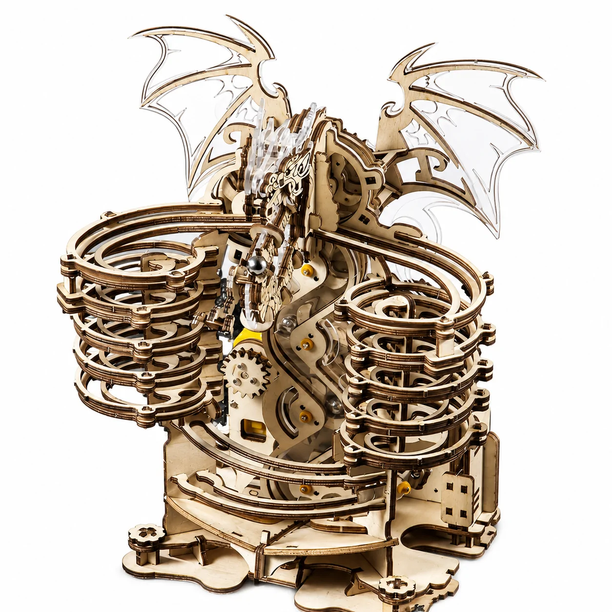 Dragon Marble Run 3D Wooden Puzzle DIY Mechanical Marble Track Model with Dragon Wings
