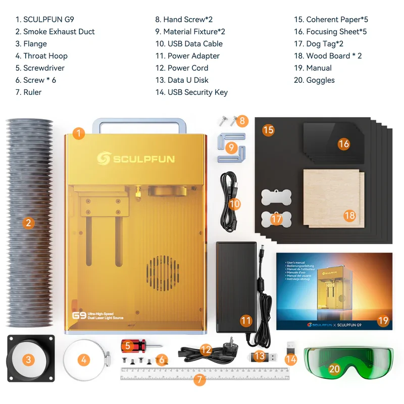 SCULPFUN G9 Portable Laser Engraver with 2W IR + 10W Diode Laser - Image 4