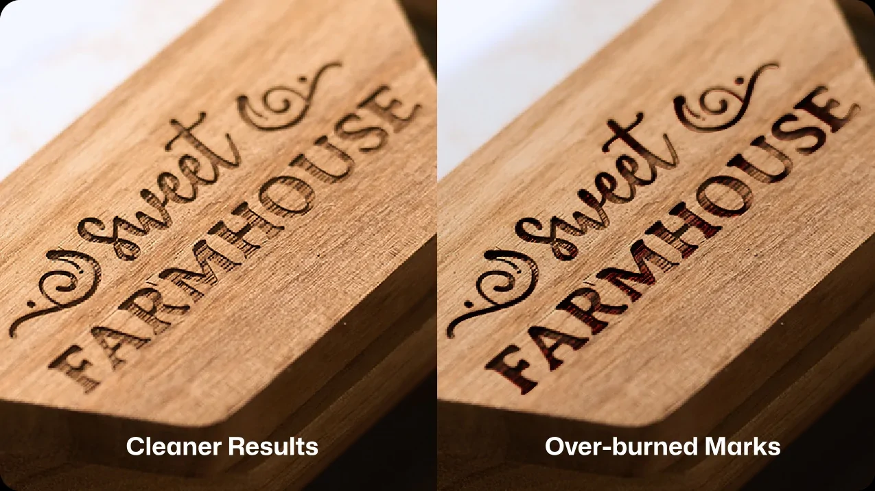LaserPecker LP2 wood engraving before and after result on a farmhouse sign