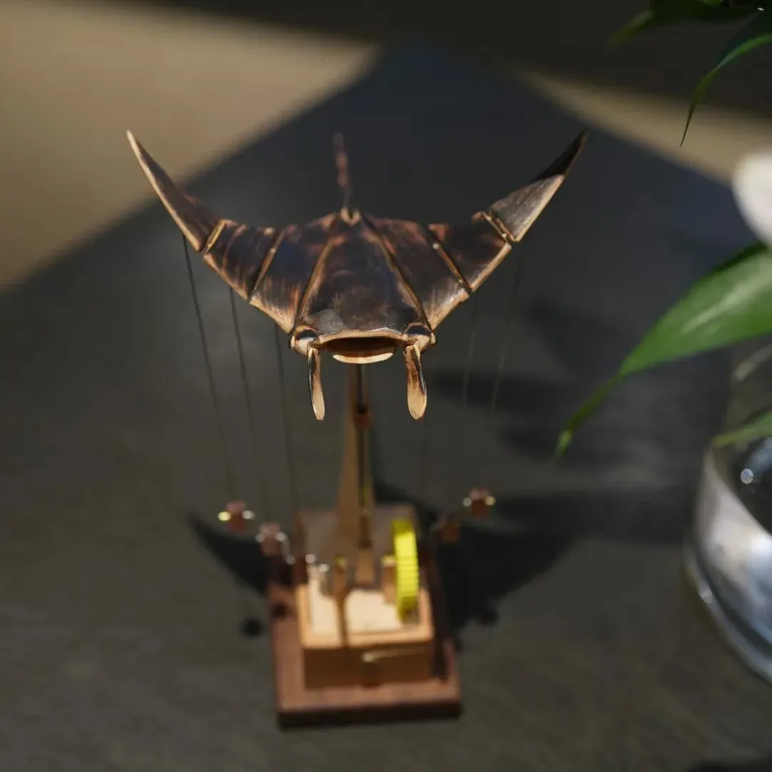 Exquisite Wooden Devil Fish Sculpture - Image 3