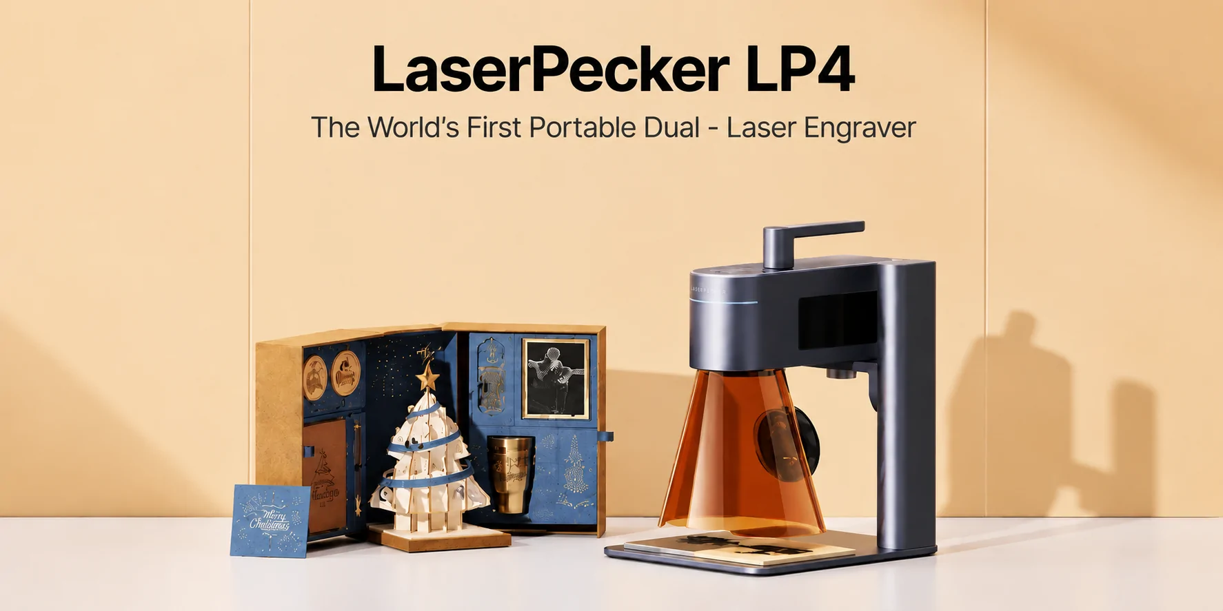 LaserPecker LP4 portable dual-laser engraver with protective cover