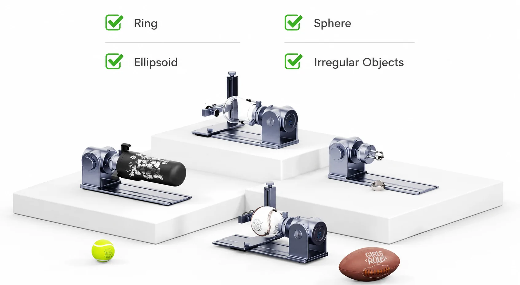 LaserPecker Rotary Extension for rings, spheres and irregular objects
