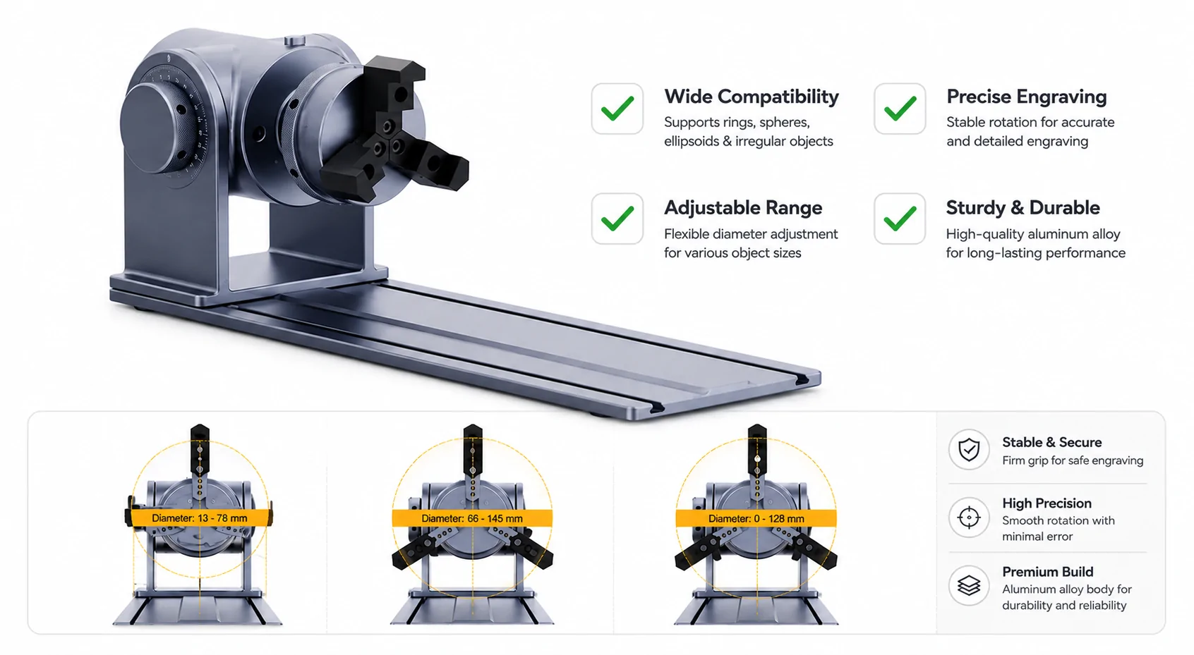 LaserPecker Rotary Extension dimensions and specifications