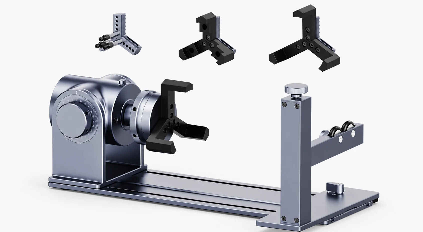 LaserPecker Rotary Extension with multiple jaw configurations