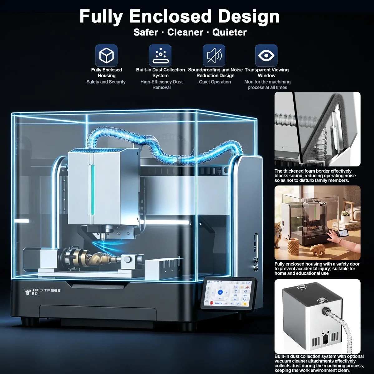 【Pre-sale】Twotrees ED1 Enclosed Desktop CNC Router Machine - Image 13
