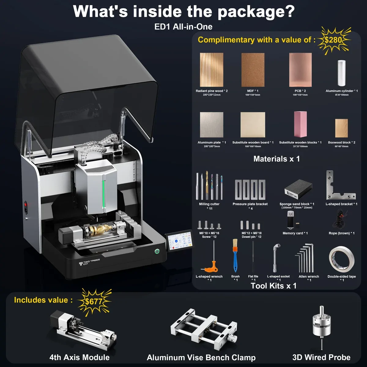 【Pre-sale】Twotrees ED1 Enclosed Desktop CNC Router Machine - Image 9