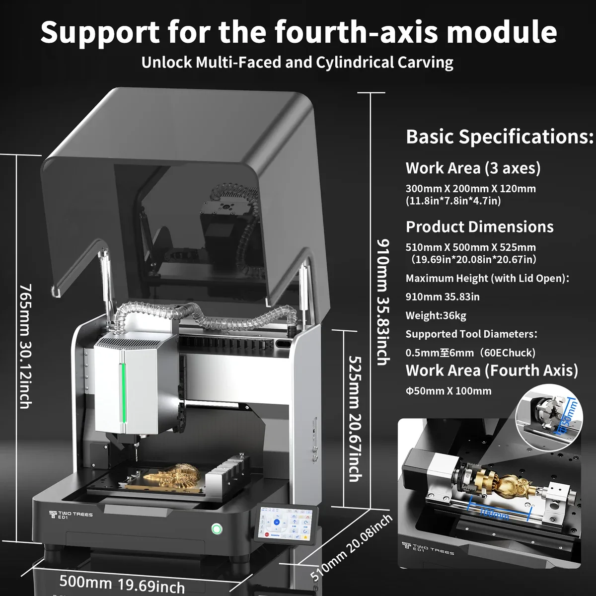 【Pre-sale】Twotrees ED1 Enclosed Desktop CNC Router Machine - Image 6
